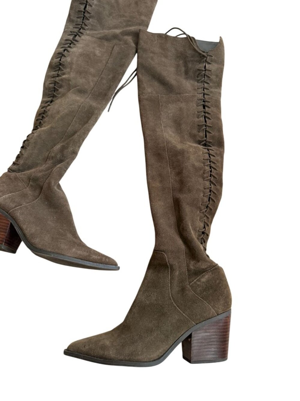 ALDO Brown Sueded Knee High Laceup Boots Size US 7 - Picture 6 of 8